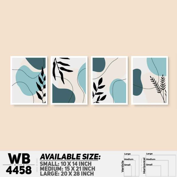 DDecorator Leaf With Abstract Art (Set of 4) Wall Decoration And Home Decoration PVC Wall Board And Wall Canvas - WB4458