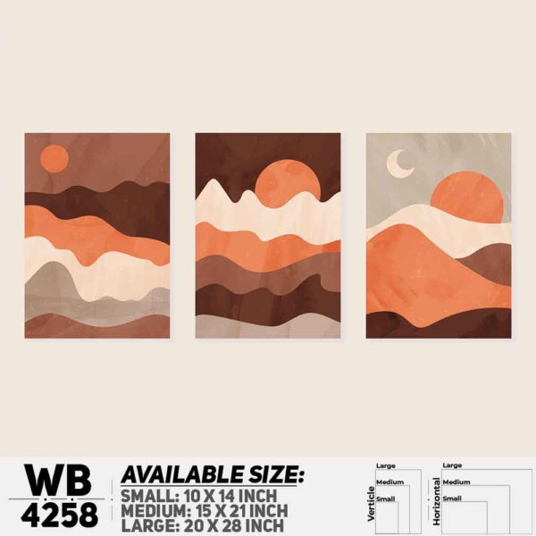 DDecorator Landscape & Horizon Design (Set of 3) Wall Decoration And Home Decoration PVC Wall Board And Wall Canvas - WB4258