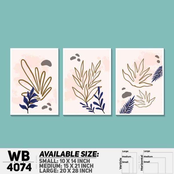 DDecorator Leaf With Abstract Art (Set of 3) Wall Decoration And Home Decoration PVC Wall Board And Wall Canvas - WB4074