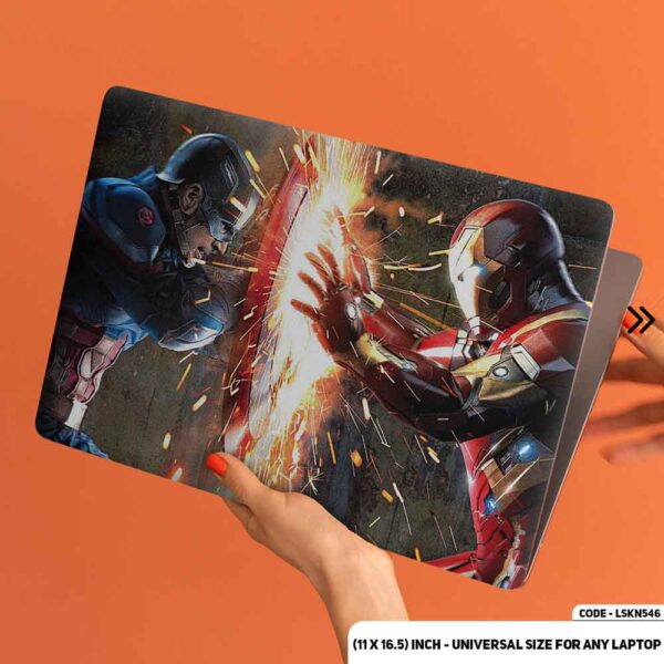 Iron Man & Captaine America Fighting with Each Other Matte Finished Removable Waterproof Laptop Sticker & Laptop Skin (Including FREE Accessories) - LSKN546 - DDecorator