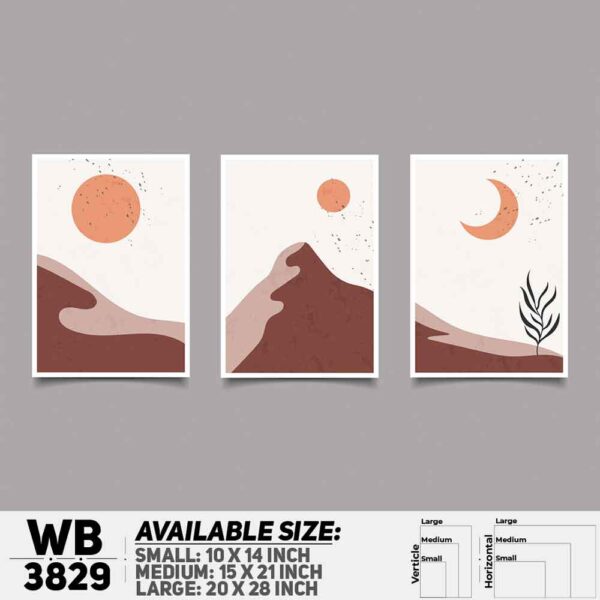 DDecorator Landscape Horizon Art (Set of 3) Wall Decoration And Home Decoration PVC Wall Board And Wall Canvas - WB3829