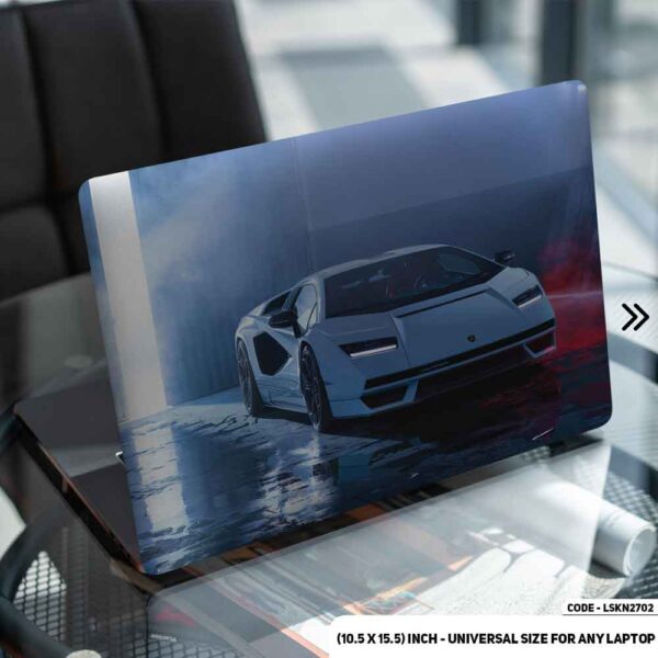 Fancy White Car Matte Finished Removable Waterproof Laptop Sticker & Laptop Skin (Including FREE Accessories) - LSKN2702 - DDecorator