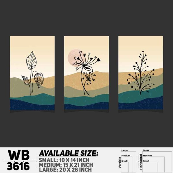 DDecorator Flower And Leaf ArtWork (Set of 3) Wall Decoration And Home Decoration PVC Wall Board And Wall Canvas - WB3616