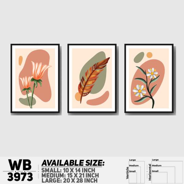 DDecorator Flower Desing Abstract Art (Set of 3) Wall Decoration And Home Decoration PVC Wall Board And Wall Canvas - WB3973