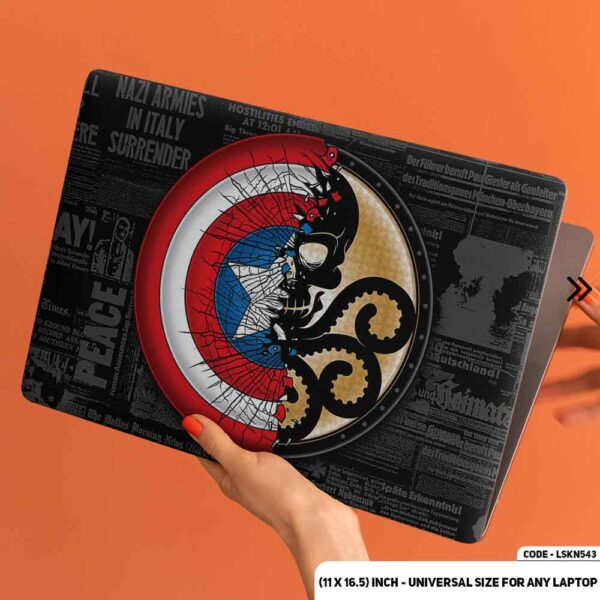 Shied Of Captaine America & Skeleton Matte Finished Removable Waterproof Laptop Sticker & Laptop Skin (Including FREE Accessories) - LSKN543 - DDecorator