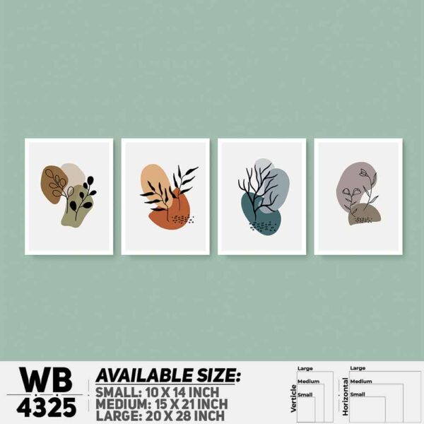 DDecorator Flower & Leaf Abstract Art (Set of 4) Wall Decoration And Home Decoration PVC Wall Board And Wall Canvas - WB4325
