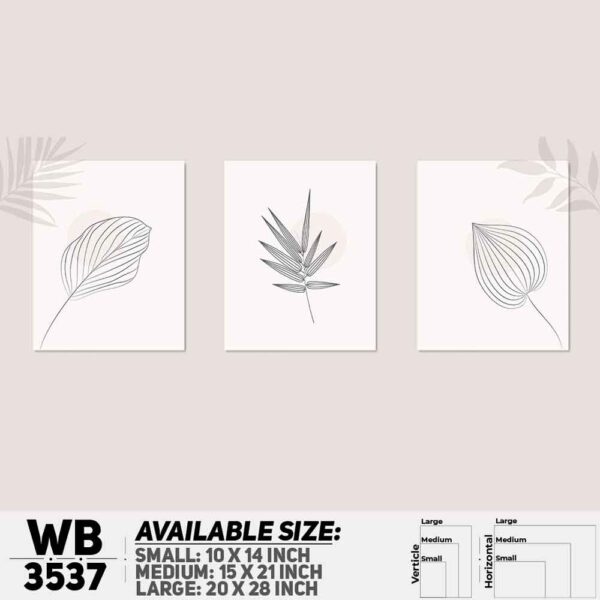 DDecorator Flower And Leaf ArtWork (Set of 3) Wall Decoration And Home Decoration PVC Wall Board And Wall Canvas - WB3537