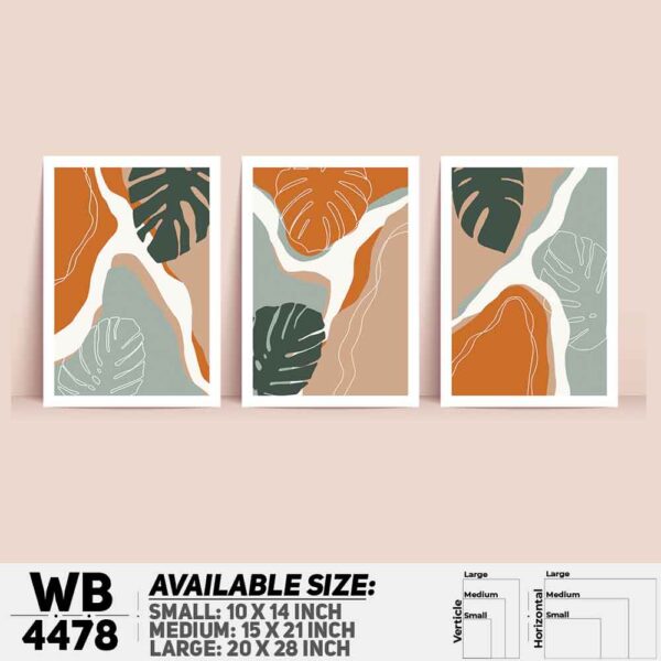 DDecorator Leaf With Abstract Art (Set of 3) Wall Decoration And Home Decoration PVC Wall Board And Wall Canvas - WB4478