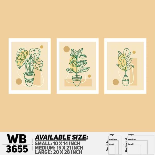DDecorator Flower And Leaf ArtWork (Set of 3) Wall Decoration And Home Decoration PVC Wall Board And Wall Canvas - WB3655