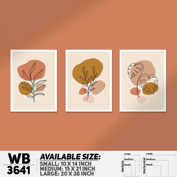 DDecorator Flower And Leaf ArtWork (Set of 3) Wall Decoration And Home Decoration PVC Wall Board And Wall Canvas - WB3641