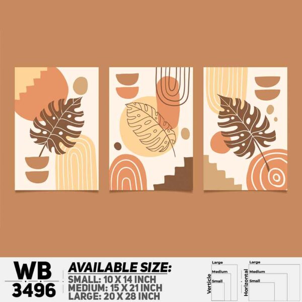 DDecorator Flower And Leaf ArtWork (Set of 3) Wall Decoration And Home Decoration PVC Wall Board And Wall Canvas - WB3496