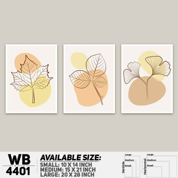 DDecorator Leaf With Abstract Art (Set of 3) Wall Decoration And Home Decoration PVC Wall Board And Wall Canvas - WB4401