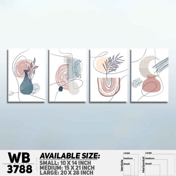 DDecorator Flower And Leaf ArtWork (Set of 4) Wall Decoration And Home Decoration PVC Wall Board And Wall Canvas - WB3788