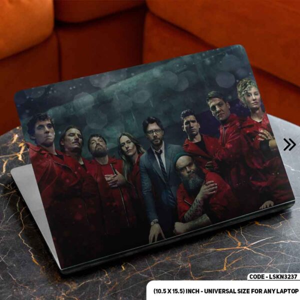 Money Heist Full Team Matte Finished Removable Waterproof Laptop Sticker & Laptop Skin (Including FREE Accessories) - LSKN3237 - DDecorator