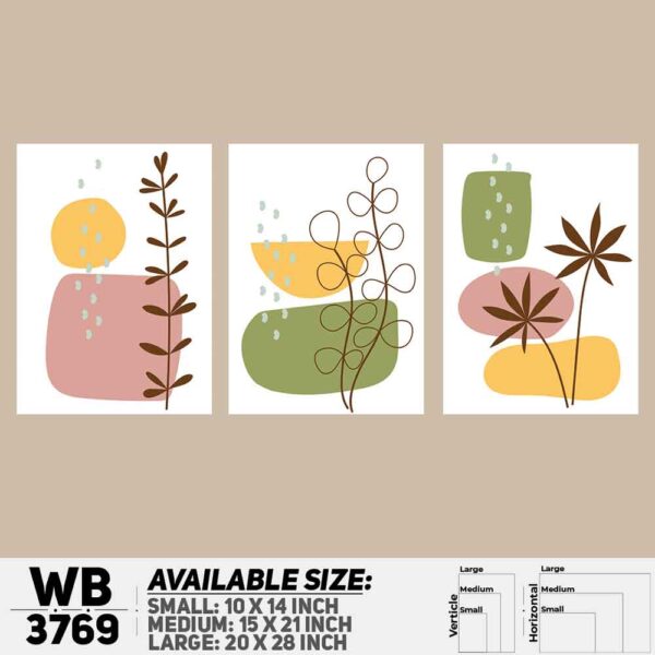DDecorator Flower And Leaf ArtWork (Set of 3) Wall Decoration And Home Decoration PVC Wall Board And Wall Canvas - WB3769