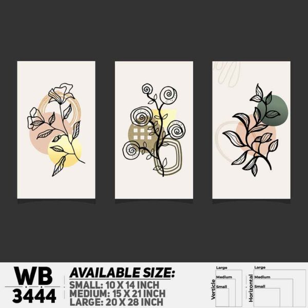 DDecorator Flower And Leaf ArtWork (Set of 3) Wall Decoration And Home Decoration PVC Wall Board And Wall Canvas - WB3444