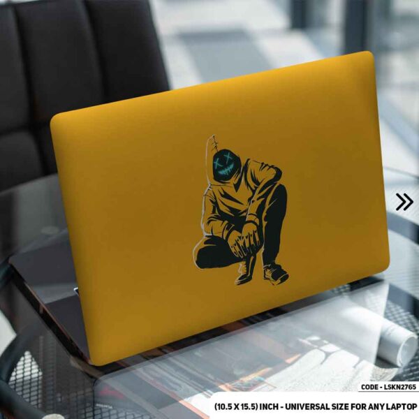 Anonymous Boy Yello Matte Finished Removable Waterproof Laptop Sticker & Laptop Skin (Including FREE Accessories) - LSKN2765 - DDecorator