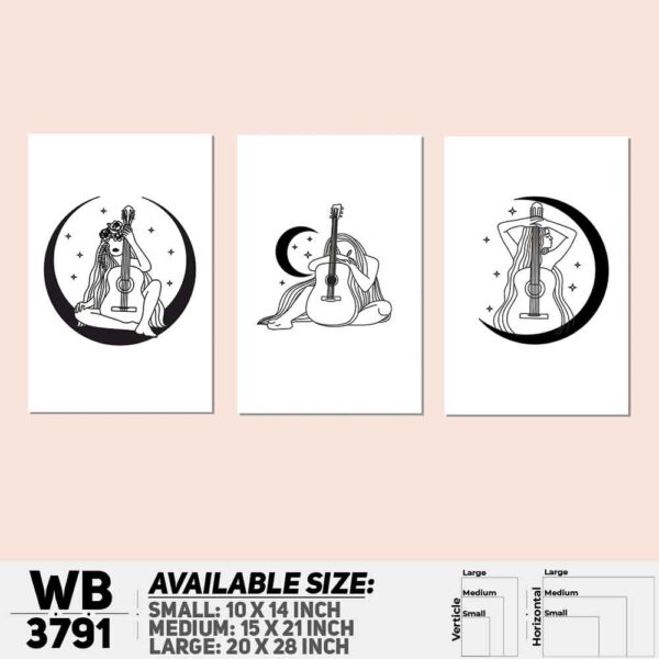 DDecorator Astrophysics Line Art (Set of 3) Wall Decoration And Home Decoration PVC Wall Board And Wall Canvas - WB3791