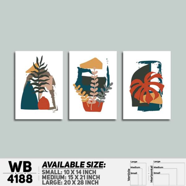 DDecorator Leaf With Abstract Art (Set of 3) Wall Decoration And Home Decoration PVC Wall Board And Wall Canvas - WB4188