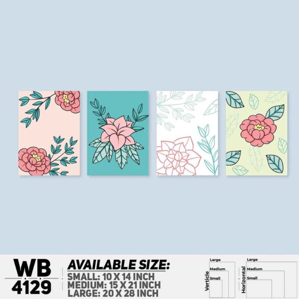 DDecorator Flower & Leaf Abstract Art (Set of 4) Wall Decoration And Home Decoration PVC Wall Board And Wall Canvas - WB4129