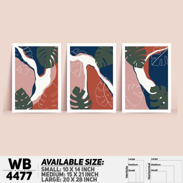 DDecorator Leaf With Abstract Art (Set of 3) Wall Decoration And Home Decoration PVC Wall Board And Wall Canvas - WB4477
