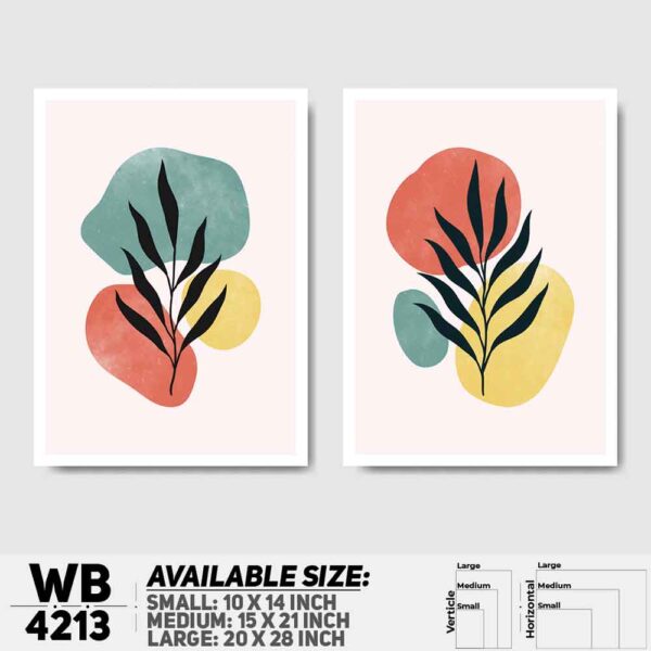 DDecorator Leaf With Abstract Art (Set of 2) Wall Decoration And Home Decoration PVC Wall Board And Wall Canvas - WB4213