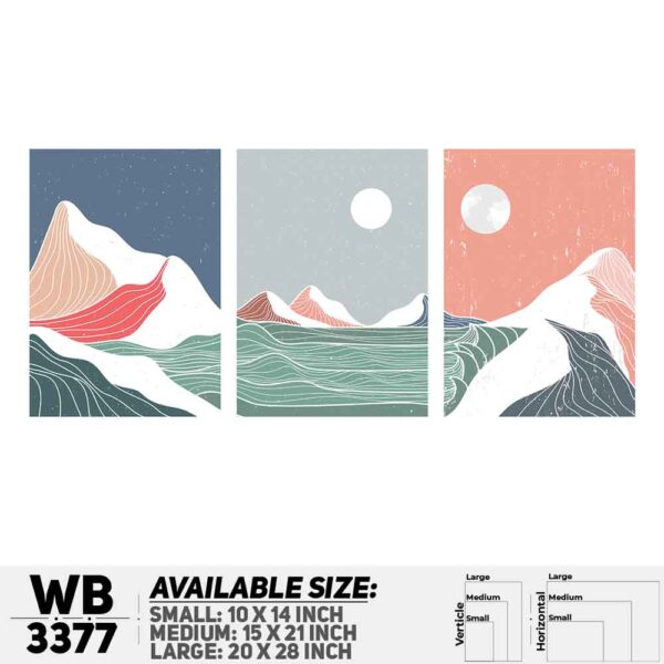 DDecorator Landscape Horizon Art (Set of 3) Wall Decoration And Home Decoration PVC Wall Board And Wall Canvas - WB3377
