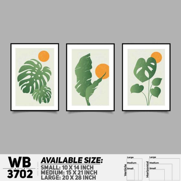DDecorator Flower And Leaf ArtWork (Set of 3) Wall Decoration And Home Decoration PVC Wall Board And Wall Canvas - WB3702