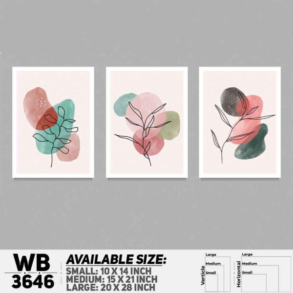 DDecorator Flower And Leaf ArtWork (Set of 3) Wall Decoration And Home Decoration PVC Wall Board And Wall Canvas - WB3646