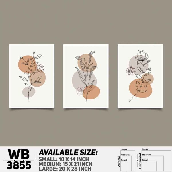 DDecorator Flower And Leaf ArtWork (Set of 3) Wall Decoration And Home Decoration PVC Wall Board And Wall Canvas - WB3855