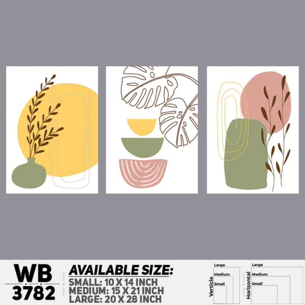DDecorator Flower And Leaf ArtWork (Set of 3) Wall Decoration And Home Decoration PVC Wall Board And Wall Canvas - WB3782