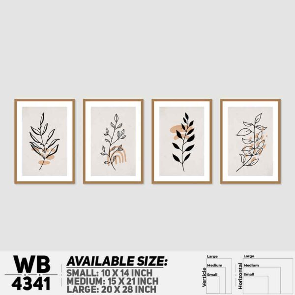 DDecorator Flower & Leaf Abstract Art (Set of 4) Wall Decoration And Home Decoration PVC Wall Board And Wall Canvas - WB4341