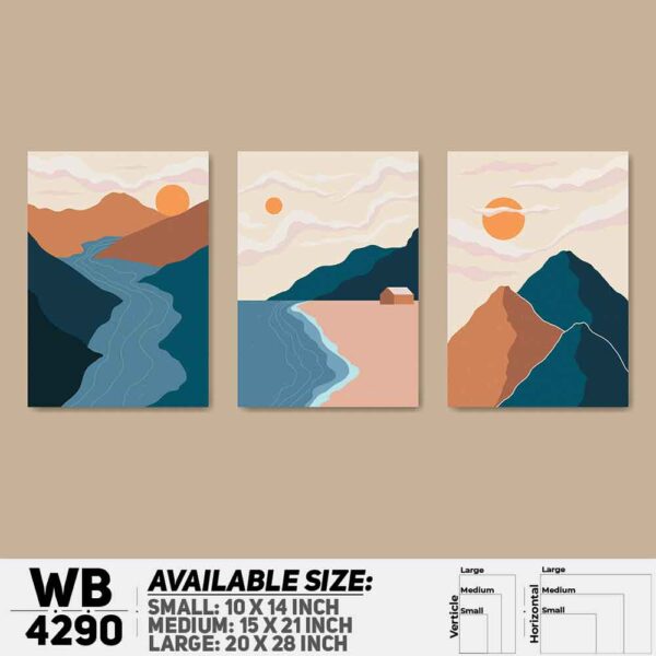 DDecorator Landscape & Horizon Design (Set of 3) Wall Decoration And Home Decoration PVC Wall Board And Wall Canvas - WB4290