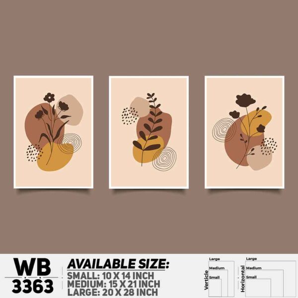 DDecorator Flower And Leaf ArtWork (Set of 3) Wall Decoration And Home Decoration PVC Wall Board And Wall Canvas - WB3363