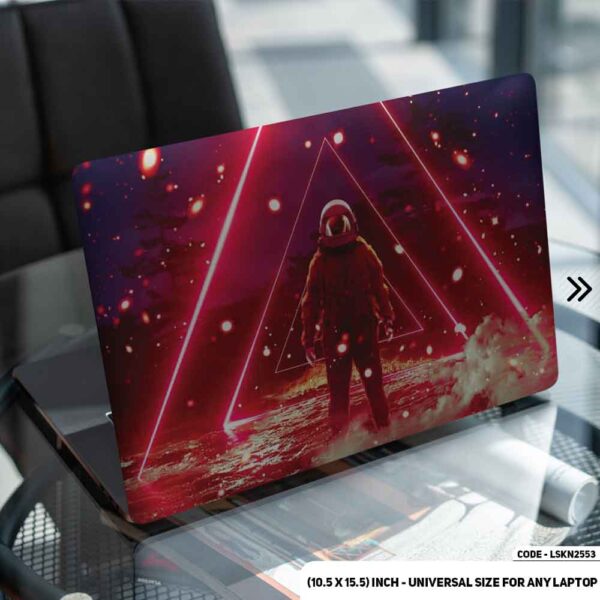 Neon Art Outer Space With Astronaut Illustration Matte Finished Removable Waterproof Laptop Sticker & Laptop Skin (Including FREE Accessories) - LSKN2553 - DDecorator