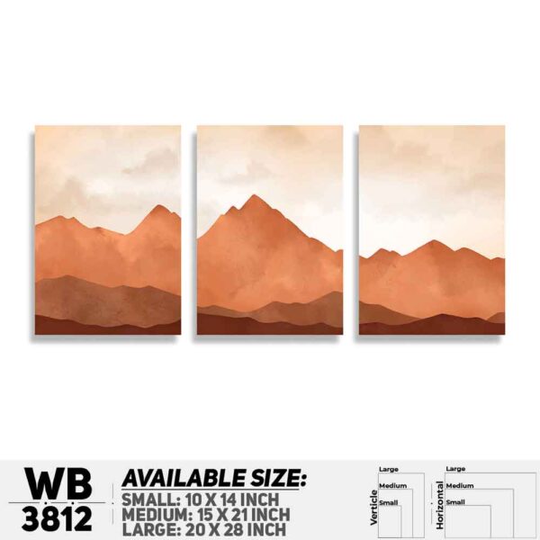 DDecorator Landscape Horizon Art (Set of 3) Wall Decoration And Home Decoration PVC Wall Board And Wall Canvas - WB3812