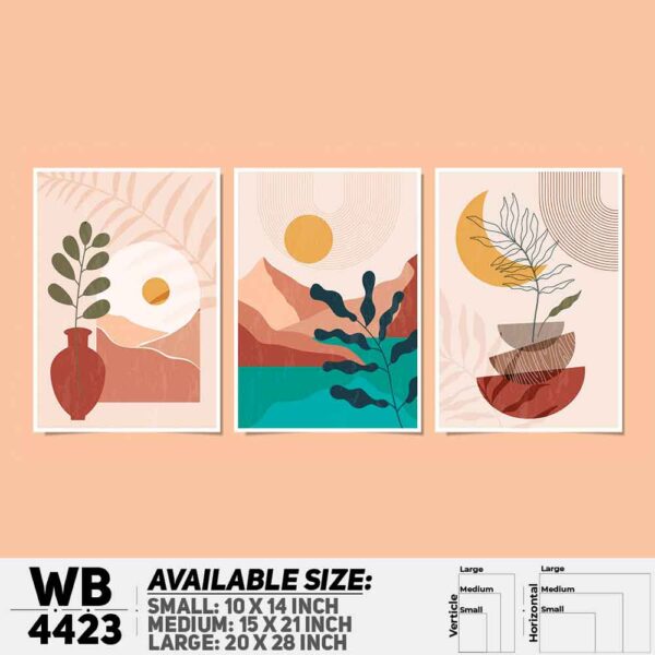 DDecorator Landscape & Horizon Design (Set of 3) Wall Decoration And Home Decoration PVC Wall Board And Wall Canvas - WB4423