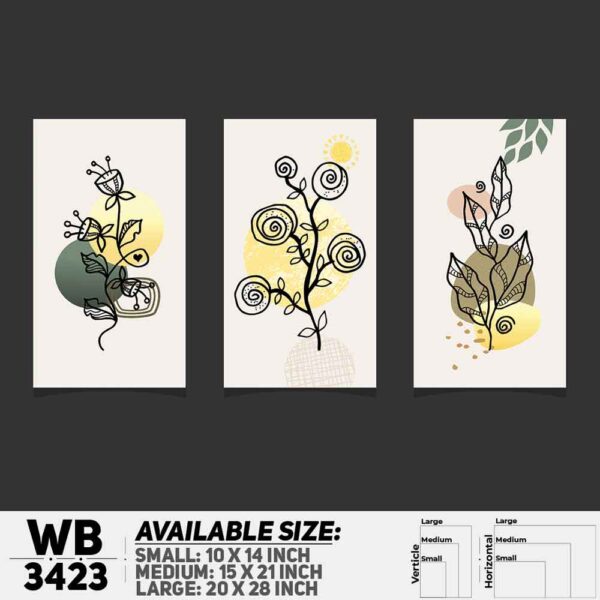 DDecorator Flower And Leaf ArtWork (Set of 3) Wall Decoration And Home Decoration PVC Wall Board And Wall Canvas - WB3424