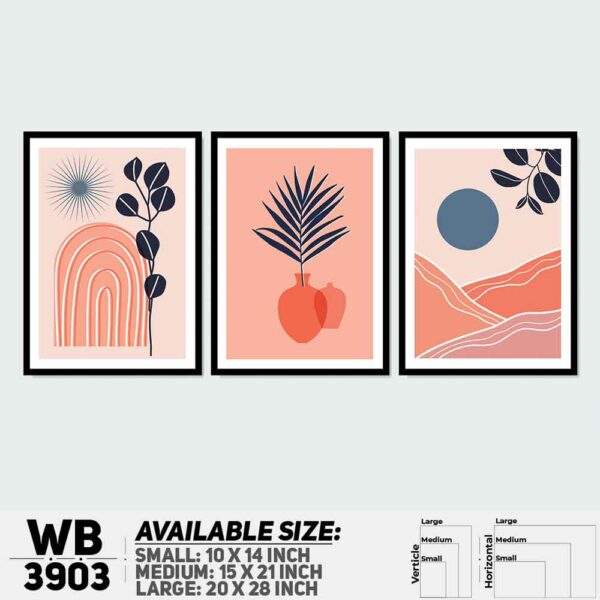 DDecorator Flower And Leaf ArtWork (Set of 3) Wall Decoration And Home Decoration PVC Wall Board And Wall Canvas - WB3903