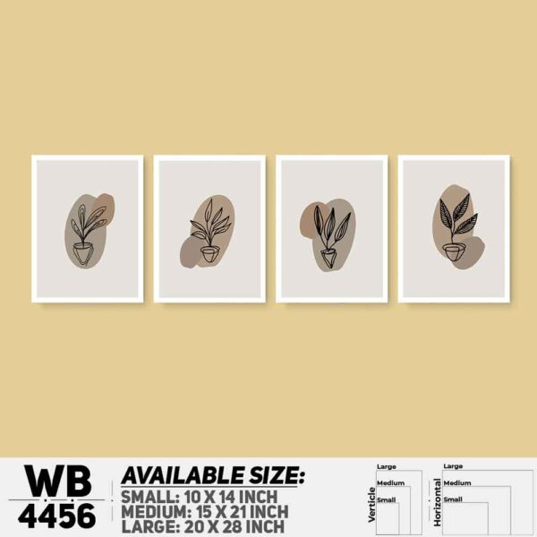 DDecorator Leaf With Abstract Art (Set of 4) Wall Decoration And Home Decoration PVC Wall Board And Wall Canvas - WB4456
