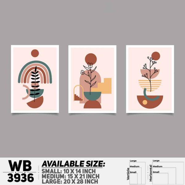 DDecorator Flower And Leaf ArtWork (Set of 3) Wall Decoration And Home Decoration PVC Wall Board And Wall Canvas - WB3936