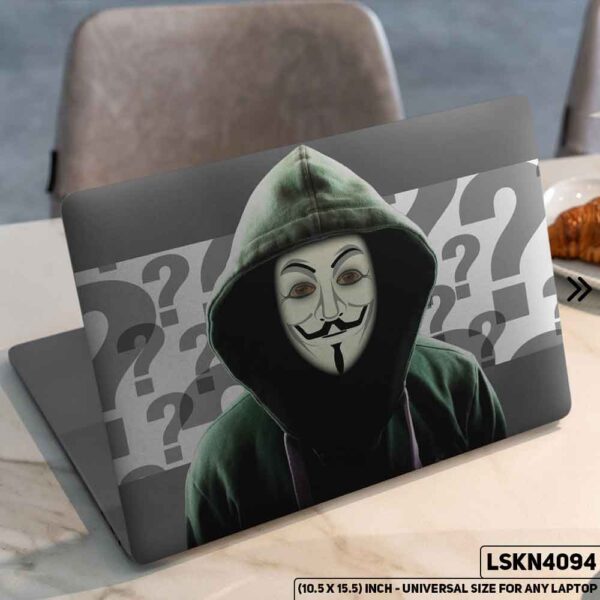 Anonymous Hacker Matte Finished Removable Waterproof Laptop Sticker & Laptop Skin (Including FREE Accessories) - LSKN4094 - DDecorator