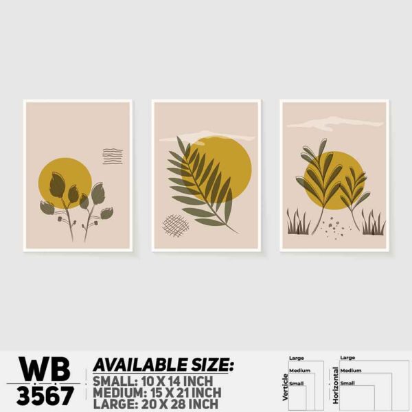 DDecorator Flower And Leaf ArtWork (Set of 3) Wall Decoration And Home Decoration PVC Wall Board And Wall Canvas - WB3567