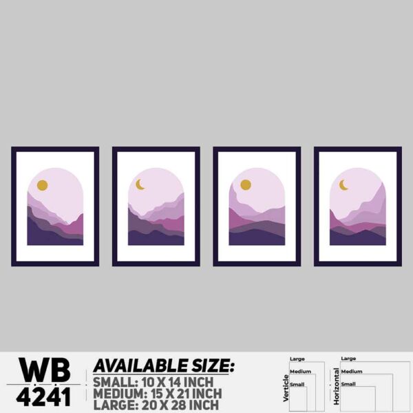 DDecorator Landscape & Horizon Design (Set of 4) Wall Decoration And Home Decoration PVC Wall Board And Wall Canvas - WB4241