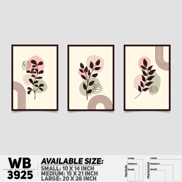 DDecorator Flower And Leaf ArtWork (Set of 3) Wall Decoration And Home Decoration PVC Wall Board And Wall Canvas - WB3925