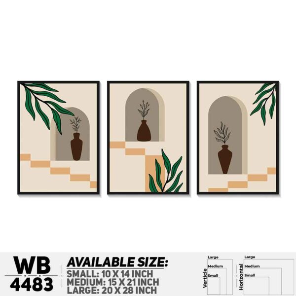 DDecorator Flower & Leaf With Vase (Set of 3) Wall Decoration And Home Decoration PVC Wall Board And Wall Canvas - WB4483