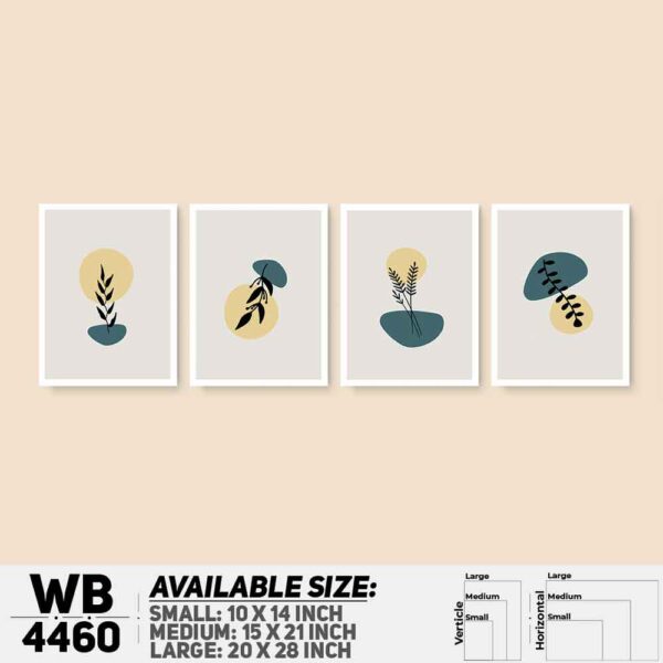 DDecorator Leaf With Abstract Art (Set of 4) Wall Decoration And Home Decoration PVC Wall Board And Wall Canvas - WB4460