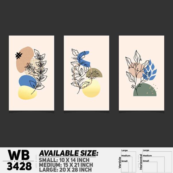 DDecorator Flower And Leaf ArtWork (Set of 3) Wall Decoration And Home Decoration PVC Wall Board And Wall Canvas - WB3428