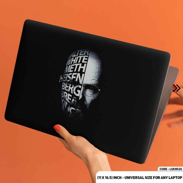 Typography in Walter White Face Matte Finished Removable Waterproof Laptop Sticker & Laptop Skin (Including FREE Accessories) - LSKN526 - DDecorator