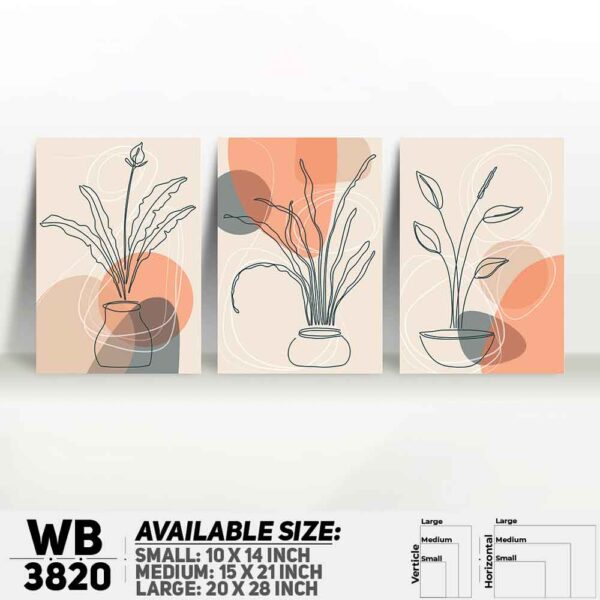 DDecorator Flower And Leaf ArtWork (Set of 3) Wall Decoration And Home Decoration PVC Wall Board And Wall Canvas - WB3820